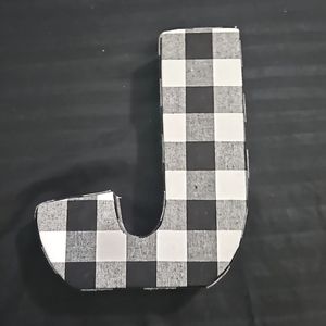 Black and White Plaid 'J' Wall Decoration